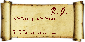 Ráduly József névjegykártya